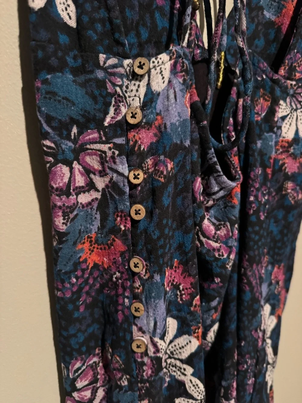 Free People Josie Floral Deep V Neck Minidress Ruffle Sleeves Size S - Picture 8 of 10